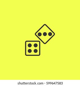 Two Dices icon flat. Black pictogram on white background. Vector illustration symbol and bonus button