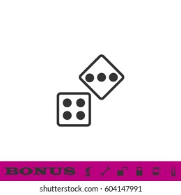 Two Dices icon flat. Black pictogram on white background. Vector illustration symbol and bonus button