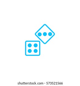 Two Dices icon flat. Blue pictogram on white background. Vector illustration symbol
