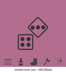 Two Dices icon flat. Simple vector grey pictogram and bonus symbol