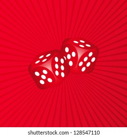 Two dices on red background