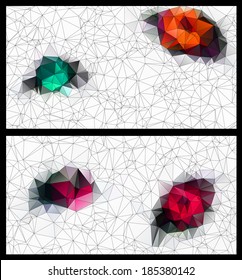 two different abstract geometric background  stained-glass window vector eps 10