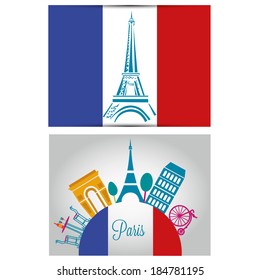 two different backgrounds with some silhouettes of buildings from France