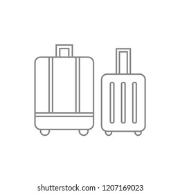 Two different baggages / luggages black contour thin line icon, simple modern graphic flat design for digital app, ui, ux, web, button, interface vector isolated white background