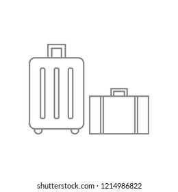 Two different baggages / luggages black contour thin line icon, simple modern flat design graphic template for digital app, ui, ux, web, button, interface vector isolated white background