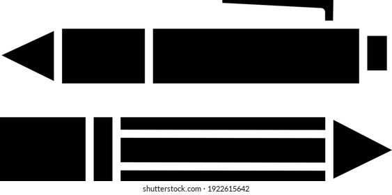 Two different black pens, illustration, vector on white background.