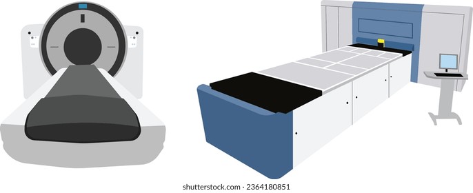 two different cat scan machines isolated on a white background svg