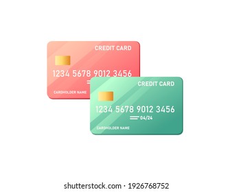 Two different color plastic cards with chips vector illustration on white background