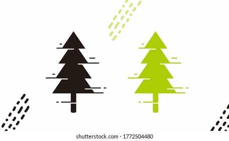 two different color of tree simple icon illustration vector