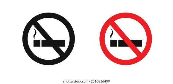 Two different colored no smoking signs. One is black and the other is red