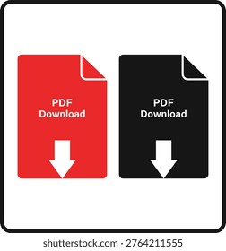 Two different colored PDF download icons with arrows indicating download action