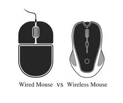 Two Different Computer Mouse Vectors, Wired vs Wireless