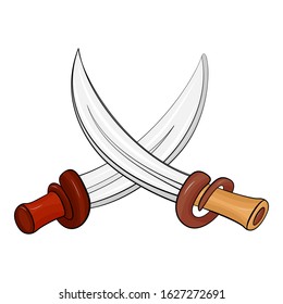 Two different daggers. Cold steel pirate weapon. Sabers for robbers. Isolated on a white background. Vector elements for party pirates.