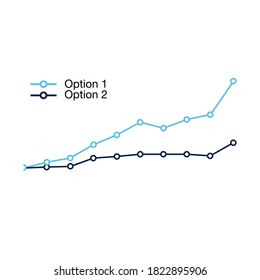 two different graphs for stocks or statistics. Stock vector illustration isolated on white background.