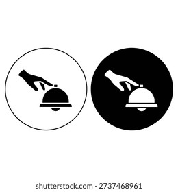 Two different icons showing a hand placing a plate on a table.