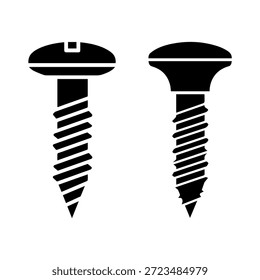 Dos diferentes Industriales de tornillo y perno siluetas Hardware sujetador iconos para la construcción