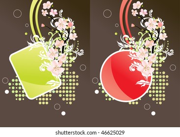  Two different labels with floral element