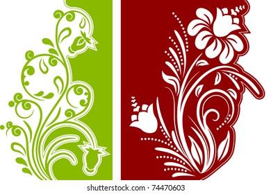Zwei verschiedene, moderne, schöne Blumenkonstruktionen