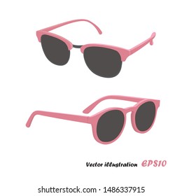 Two different pink sunglasses on white background. Sunglasses icon.