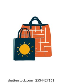 Two different shopping bags, vector illustration