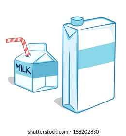 Two different size and shape of milk cartons, vector illustration