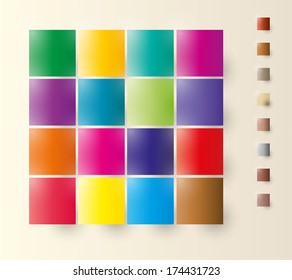 two different sizes of color squares with shadow on beige background