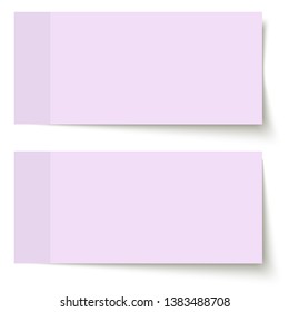 two different sticky papers with shadow colored purple on white background