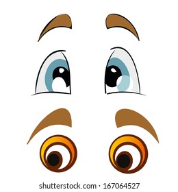 two different styles of eyes with different colors