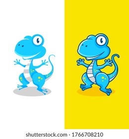 Two different tipe design of cartoon gecko blue