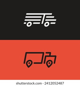 Two different type of trucks, minimalist and simple logo icon. Transport symbol - Vector