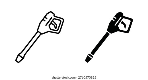 Two different types of gas pump nozzles depicted in black and white line art