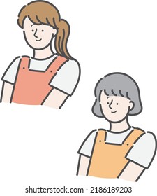 Two different types of nursery teacher illustration