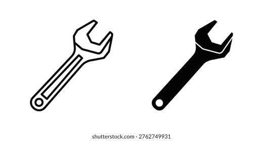 Two different types of wrenches shown in contrasting black and white styles