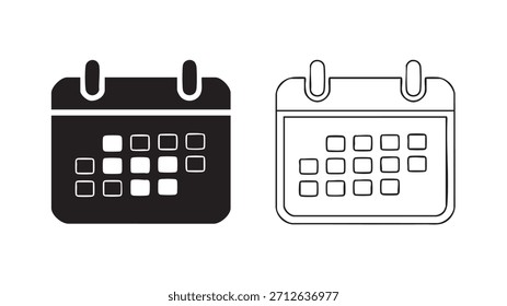 Dos versiones diferentes de un calendario, una en blanco y negro y la otra en blanco