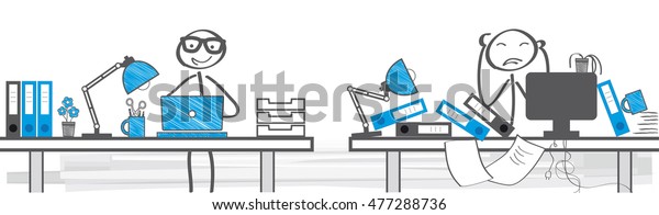 Two\
Different Ways To Work - vector\
illustration