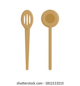 Two different wooden spoon icon design isolated on white background