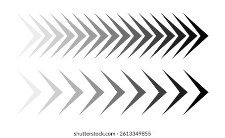 two difrent type of arrow icon. swipe right. direction sign symbol. sign buttons for social media. black arrows. chevron symbol. street sign