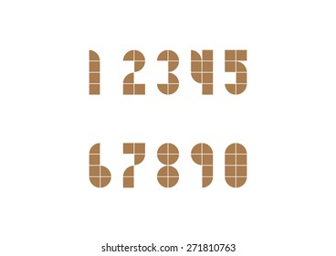 Two dimension geomatic style number in brown color