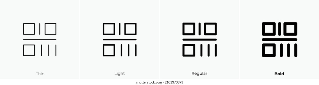 two dimensional code two icon. Thin, Light Regular And Bold style design isolated on white background
