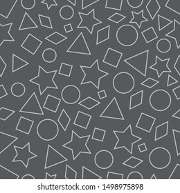 two dimensional geometric shapes seamless in black background seamless pattern.