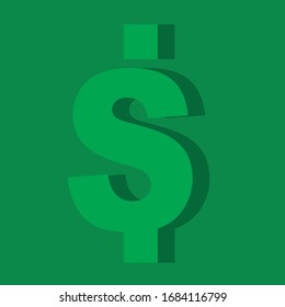 Two dimensional green money icon