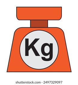 Icono de escala portátil bidimensional color naranja aislado sobre fondo blanco