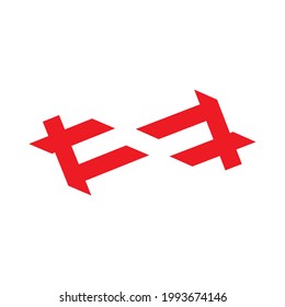 Two dimensions of the new logo type vector red