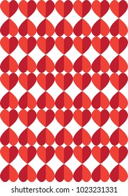 Two dimentional red hearts  seamless pattern including normal and upside down position. For use use in valentines day, wedding and love graphic. 