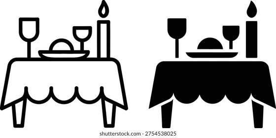 Two dining tables set for a celebration with lit candles and wine glasses