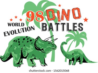 two dinosaur battle graphic design for boy tees printing