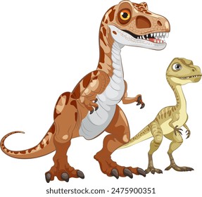 Two dinosaurs standing side by side