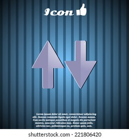 Two directional arrows on the background. Made in vector