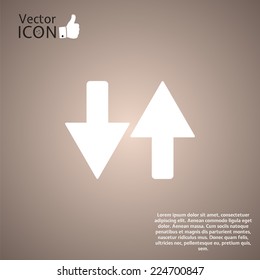 Two directional arrows on the background. Made in vector