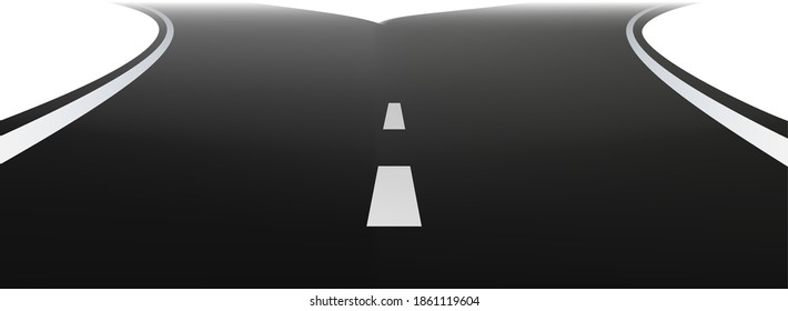 Two Directional Highway Road Flat Illustration